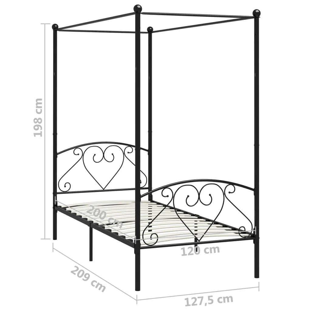 Letto matrimoniale | Letto per adulti | Giroletto Baldacchino senza Materasso Nero 120x200 cm Metallo