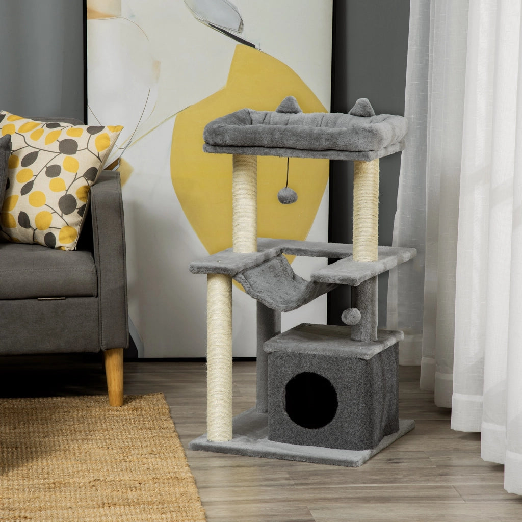 Arbre ¨¤ chat con griffoir, letto, nicchia, hammock, piattaforma ¨C zephmum ¨C 48x48x90 cm grigio