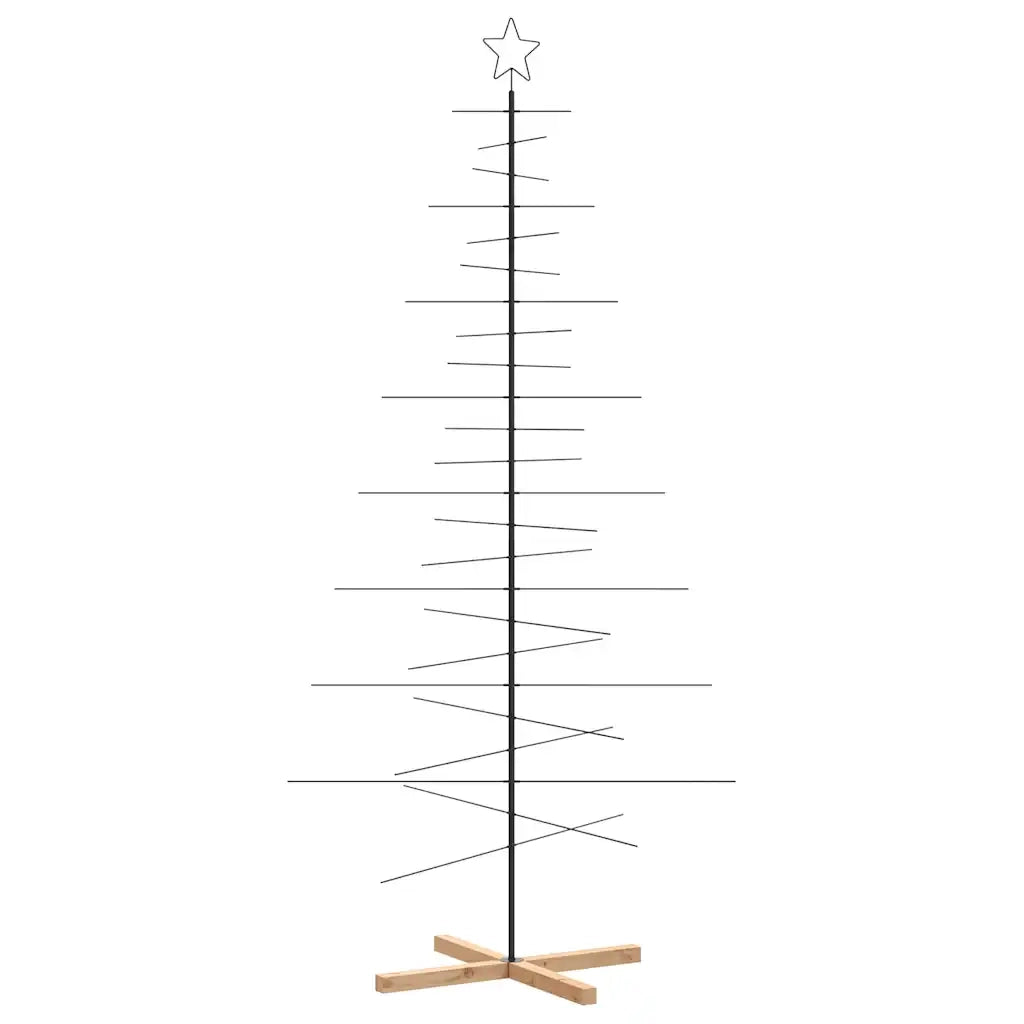 Albero di Natale in Metallo-Decorazioni natalizie con Base in Legno Nero 210 cm