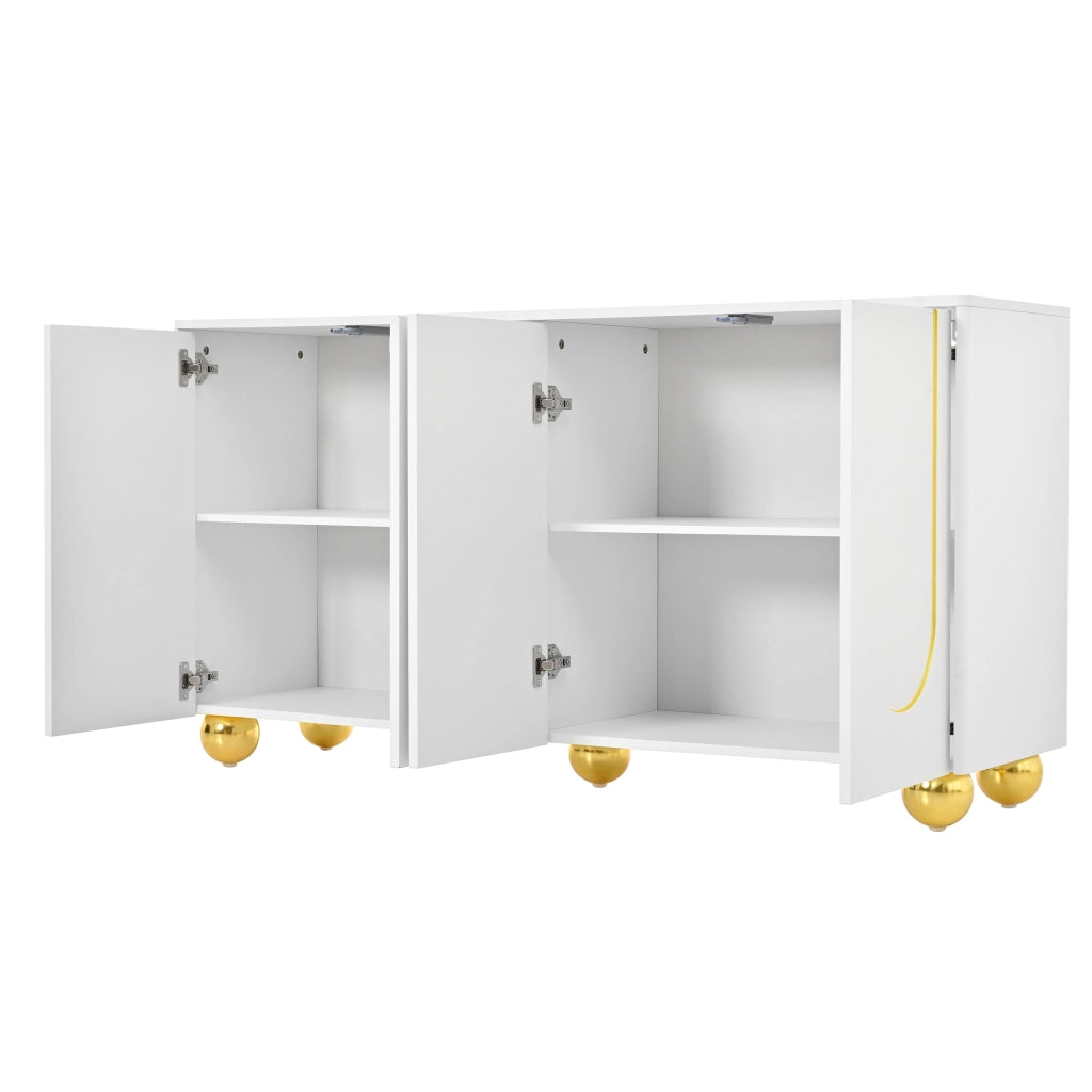 Credenza con 4 ante e 2 vani - per soggiorno - in MDF e truciolare - 140×40×74 cm - bianco
