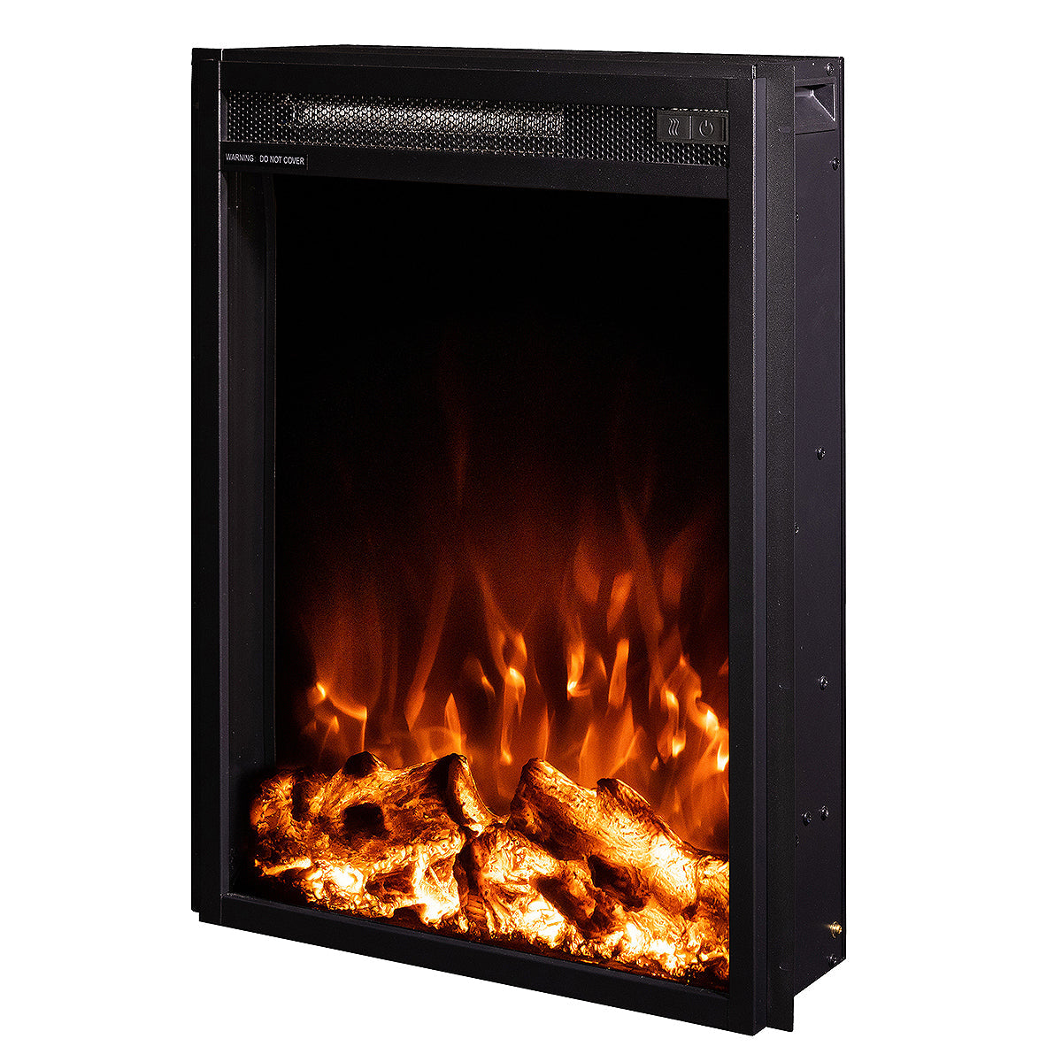 Camino Elettrico da Incasso 60x49,6x13,5 cm Effetto Fiamma 1500W Miriam Nero