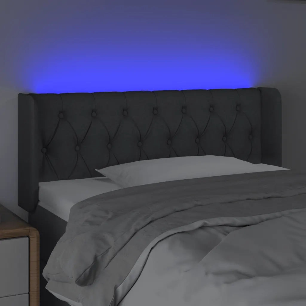 Testiera a LED Grigio Scuro 93x16x78/88 cm in Tessuto