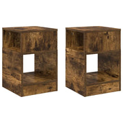 Tavolino 2 pz | Tavolo laterale Rovere fum¨¦ 30,5 x 30 x 45 cm Legno multistrato