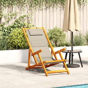 Sedia pieghevole con braccioli in legno di acacia color tortora e Textilene 4108070