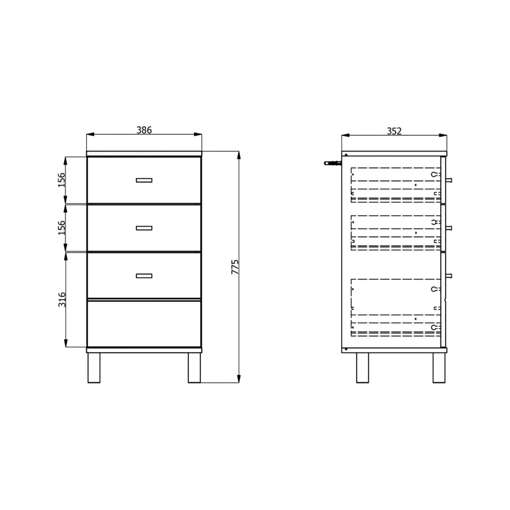 Madia Vilcab, Credenza un Ripiano, 39x35x78h cm Marrone Rovere Nodi