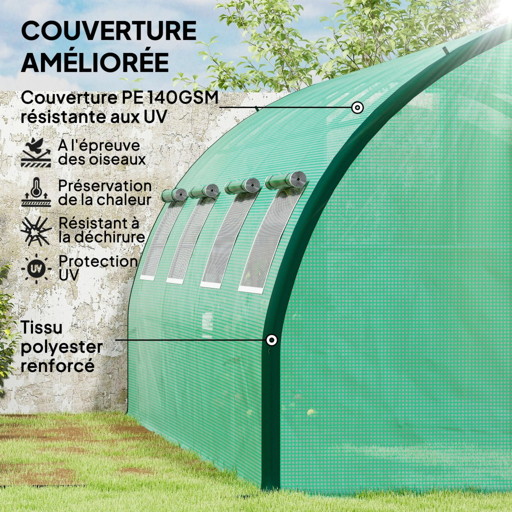 Serra da Giardino Tunnel ¨C zephmum ¨C Verde, Struttura in Ferro Galvanizzato, 8 Finestre, 2 Porte