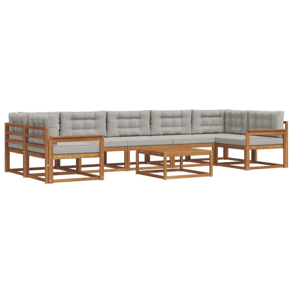 Set di divani da esterno 8 pcs Grigio Naturale e Chiaro