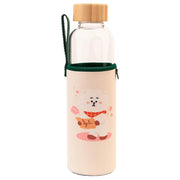 Borraccia in vetro riutilizzabile da 500 ml con motivo RJ e custodia Bianco / Verde Line Friends BT21