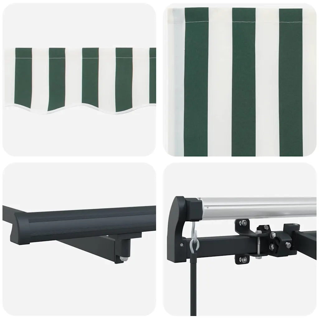 vidaXL Tenda Retrattile Verde e Bianco 250 x 200 cm