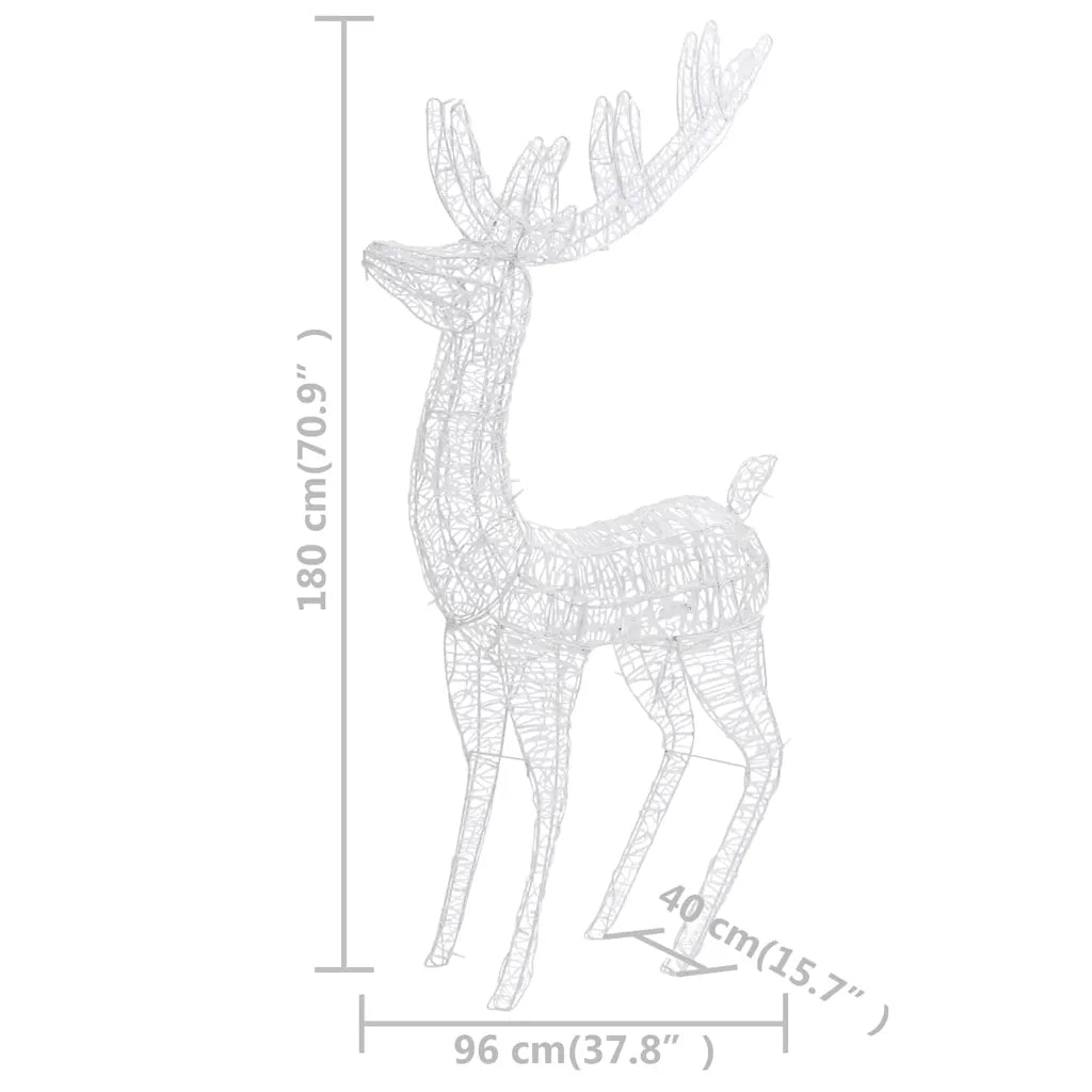 Renne di Natale XXL in Acrilico 250 LED 180cm Bianco Freddo 329786
