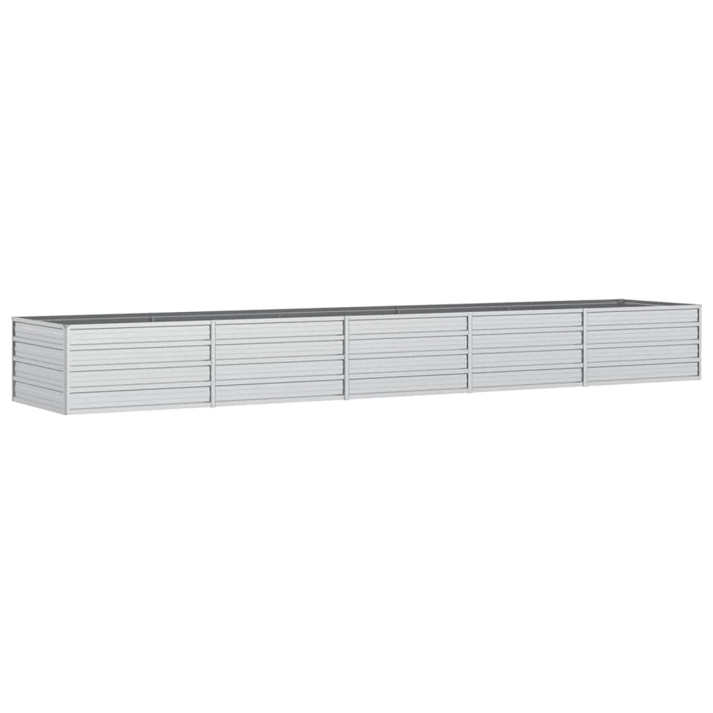 Fioriera rialzata per piante fiori patio giardino 400 x 80 x 45 cm acciaio zincato argento 02_0039446