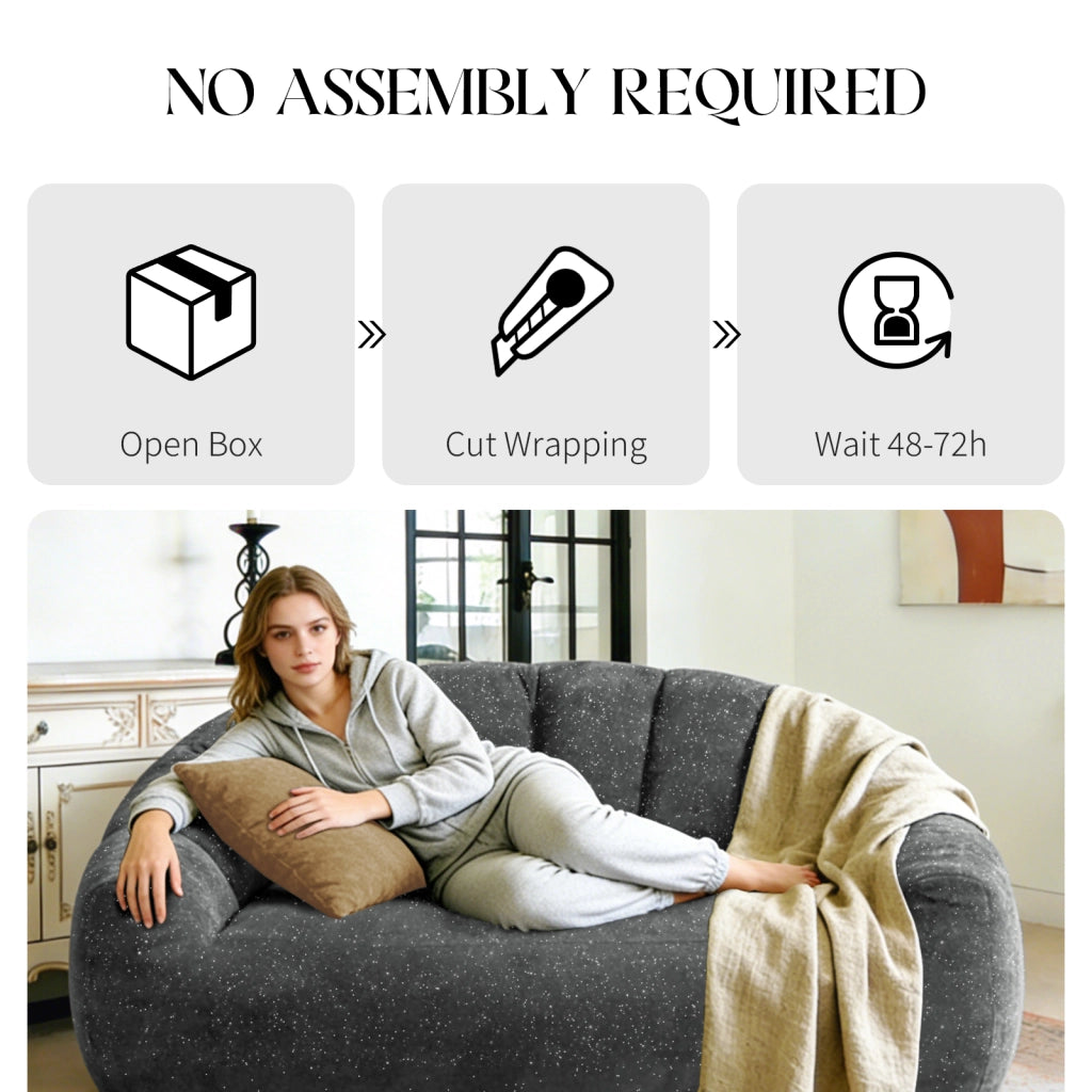 DIVANO bean bag con design zampa d'orso, tessuto grigio