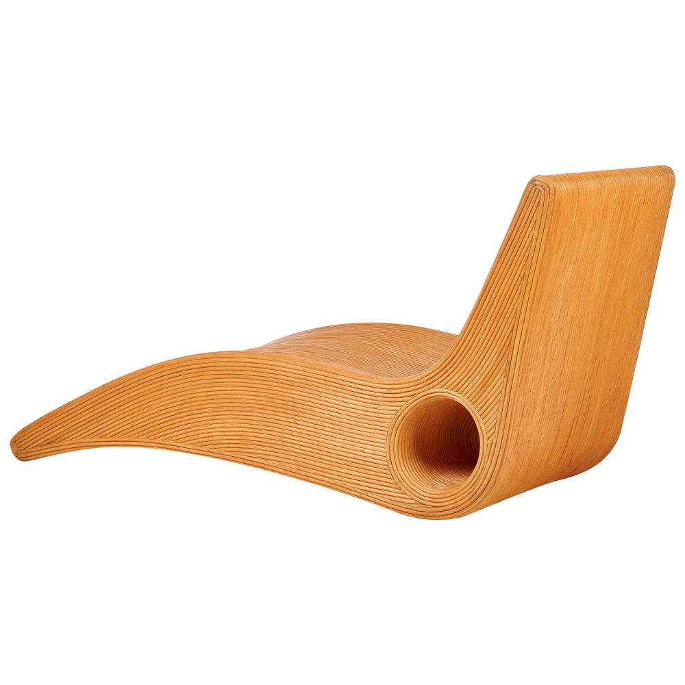Lettino prendisole in legno chiaro Rattan Design a doghe Forma curva Lettino da giardino