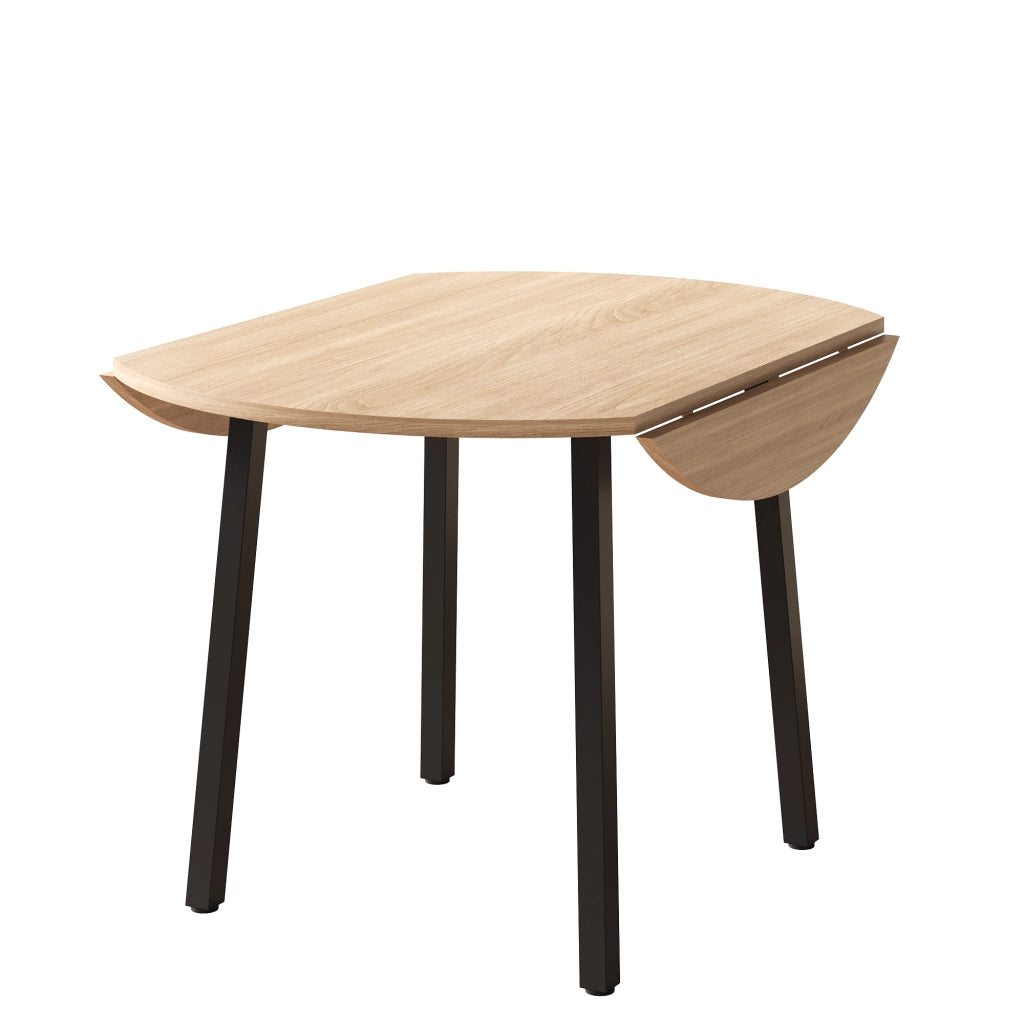 Tavolo da Pranzo per 2 a 4 Persone con Piano Rotondo Pieghevole; in MDF; 100 x 100 cm; Rovere