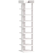Scarpiera Organizzatore di Scarpe 30x30x128,4 cm con 9 Ripiani e Ganci Bianco