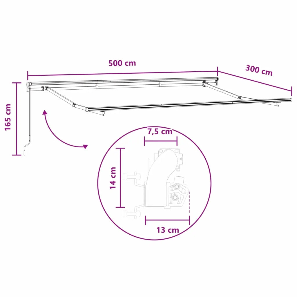 Tenda retrattile Grigio chiaro e bianco 500 × 300 cm 3426333