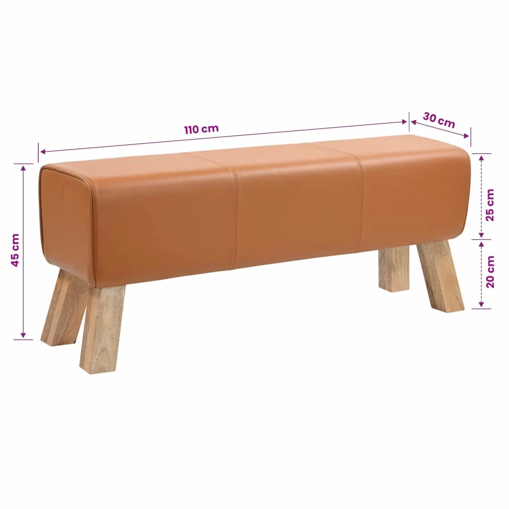 panchina 110 x 30 x 45 cm Pelle Vera Marrone 42042111