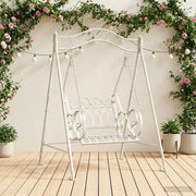 Panchina a Dondolo Acciaio 113 x 121,5 x 168 cm Bianco Antico