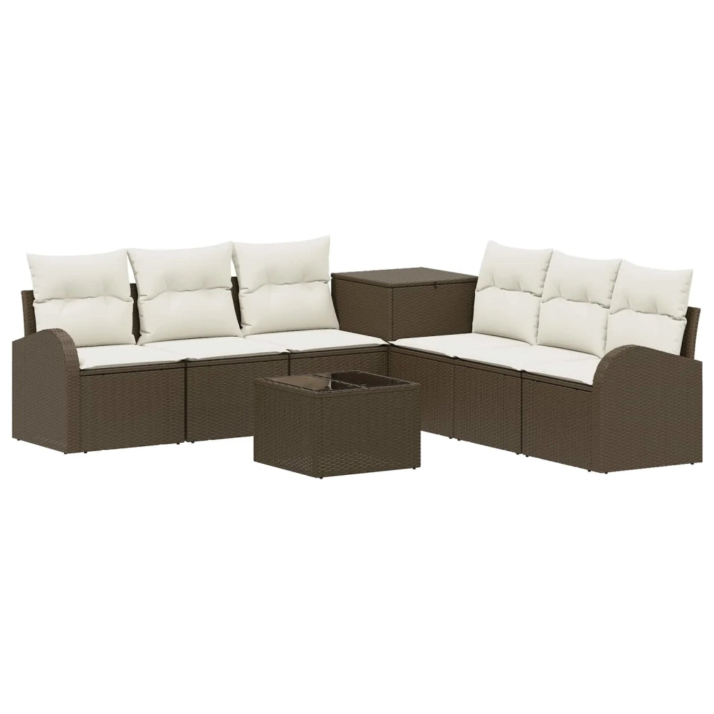 Set di divani 8 pz Marrone e Bianco Crema 3448110