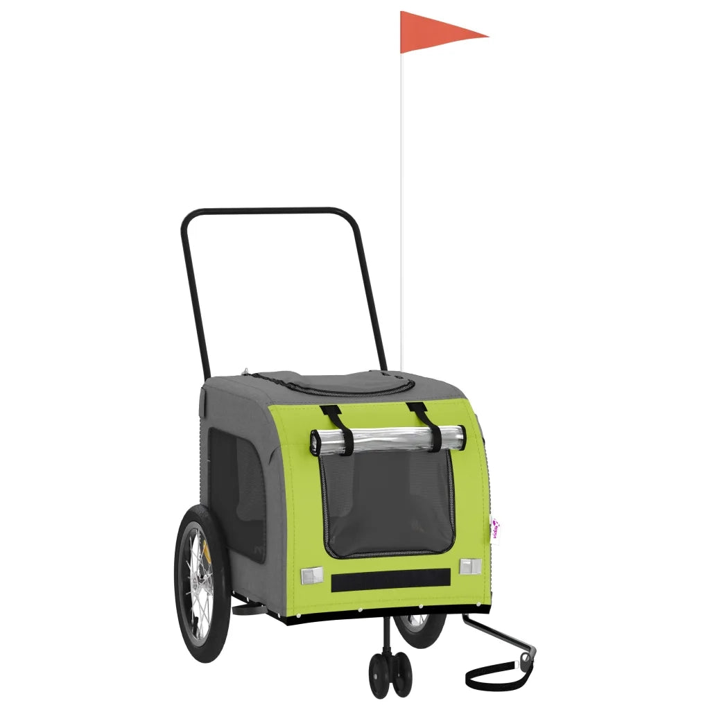 Rimorchio da Bici per Animali Verde e Grigio Oxford e Ferro CFW1760091