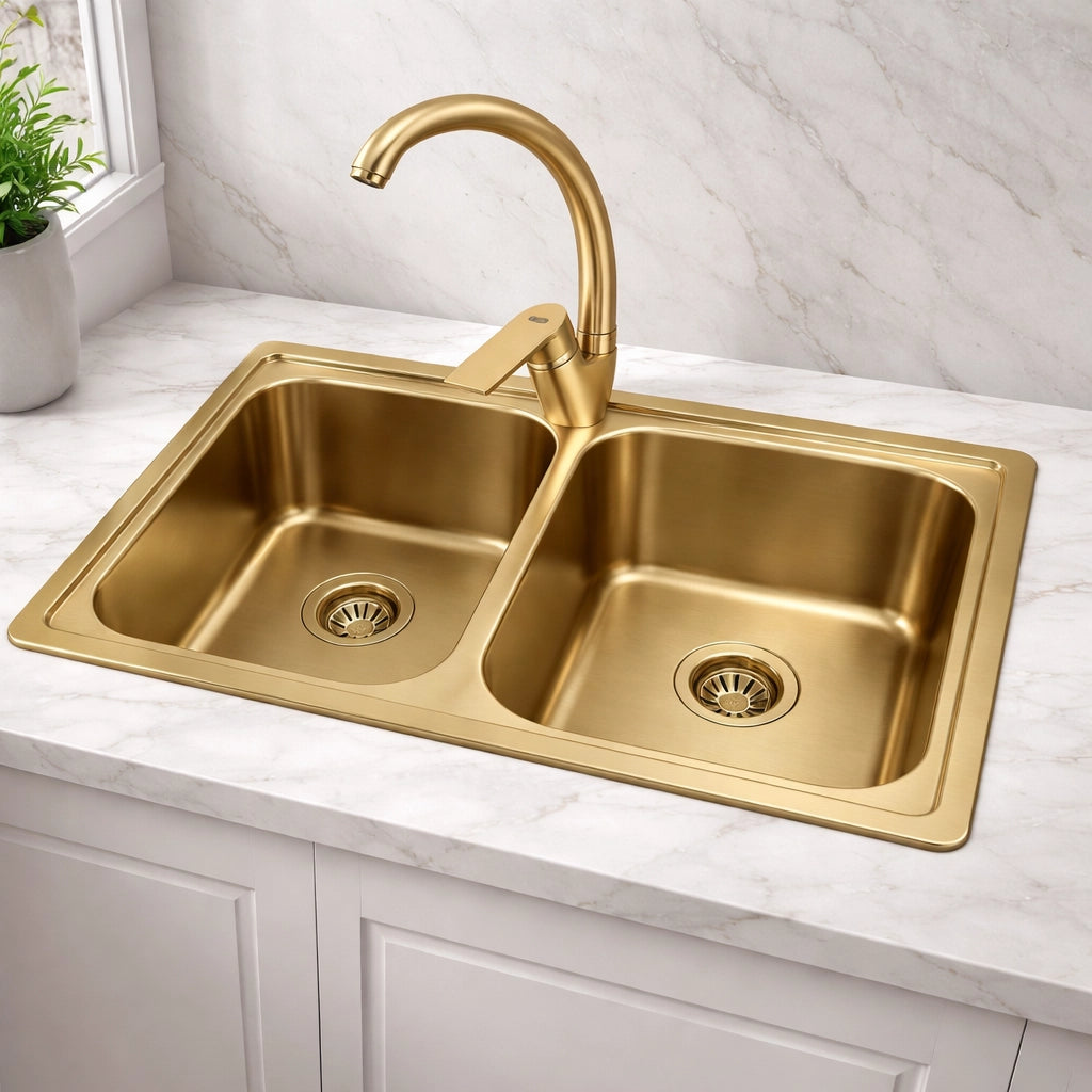 Miscelatore Rubinetto Monocomando Lavello Cucina Girevole ORO Satinato 94020