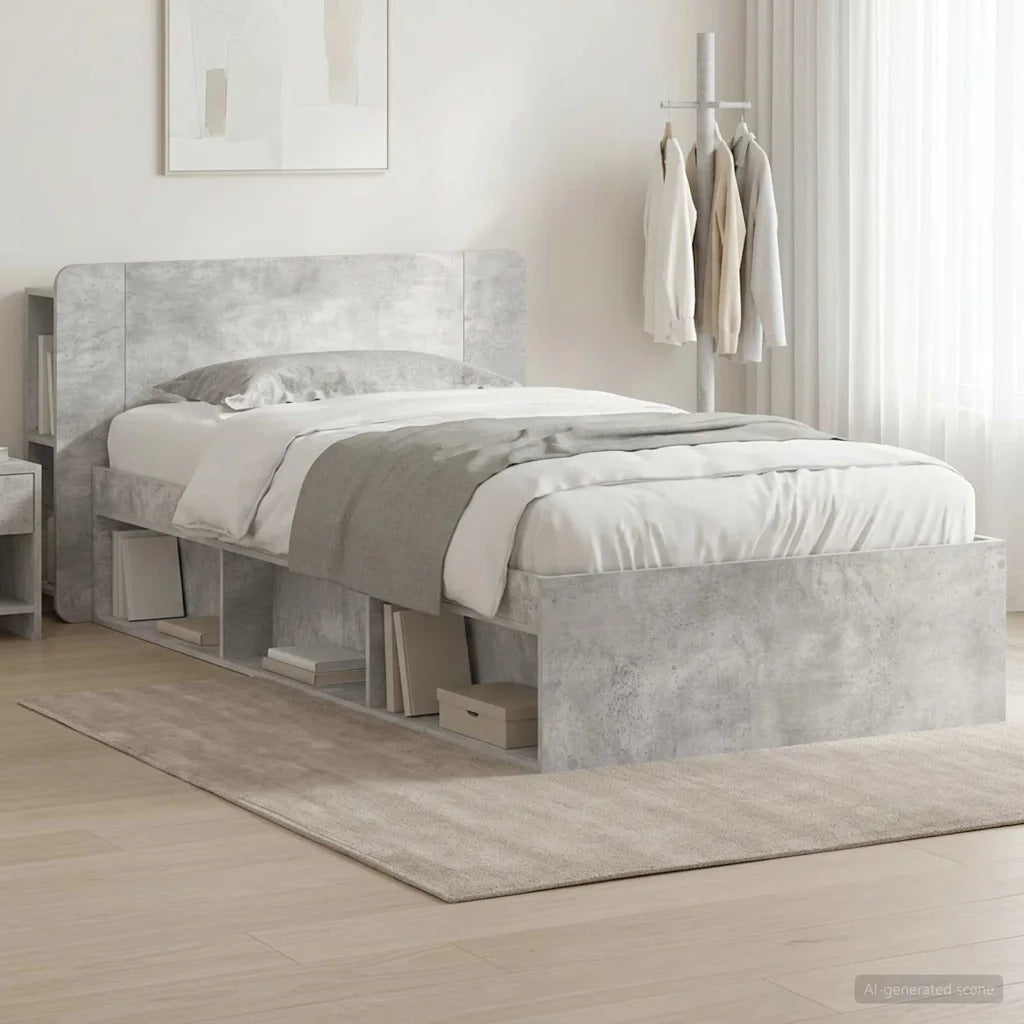 Telaio del letto con storage Grigio Cemento 75 x 190 cm 3433314