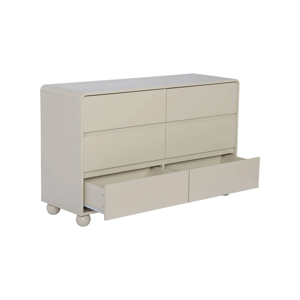 Cassettiera per bambini effetto legno laccato, 6 cassetti