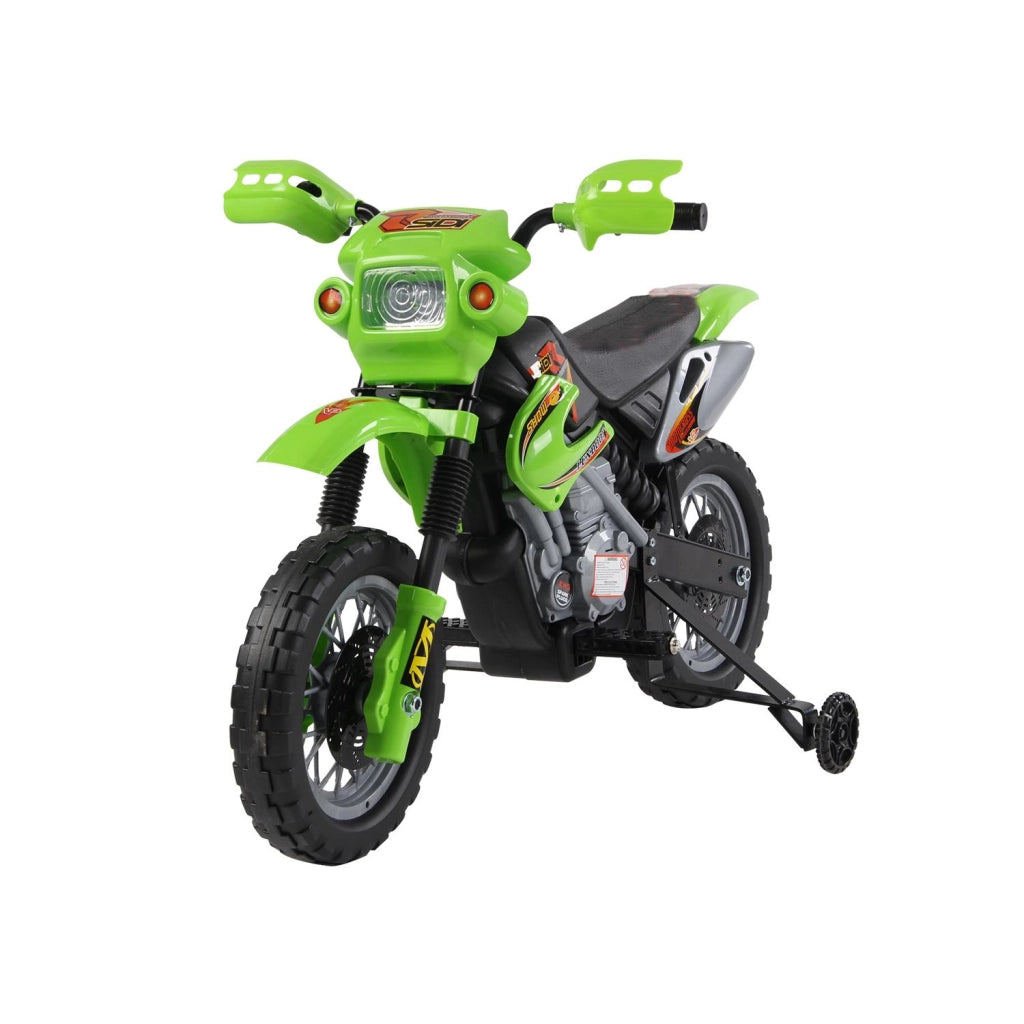 Moto Cross Elettrica per Bambini 6V con Rotelle Verde