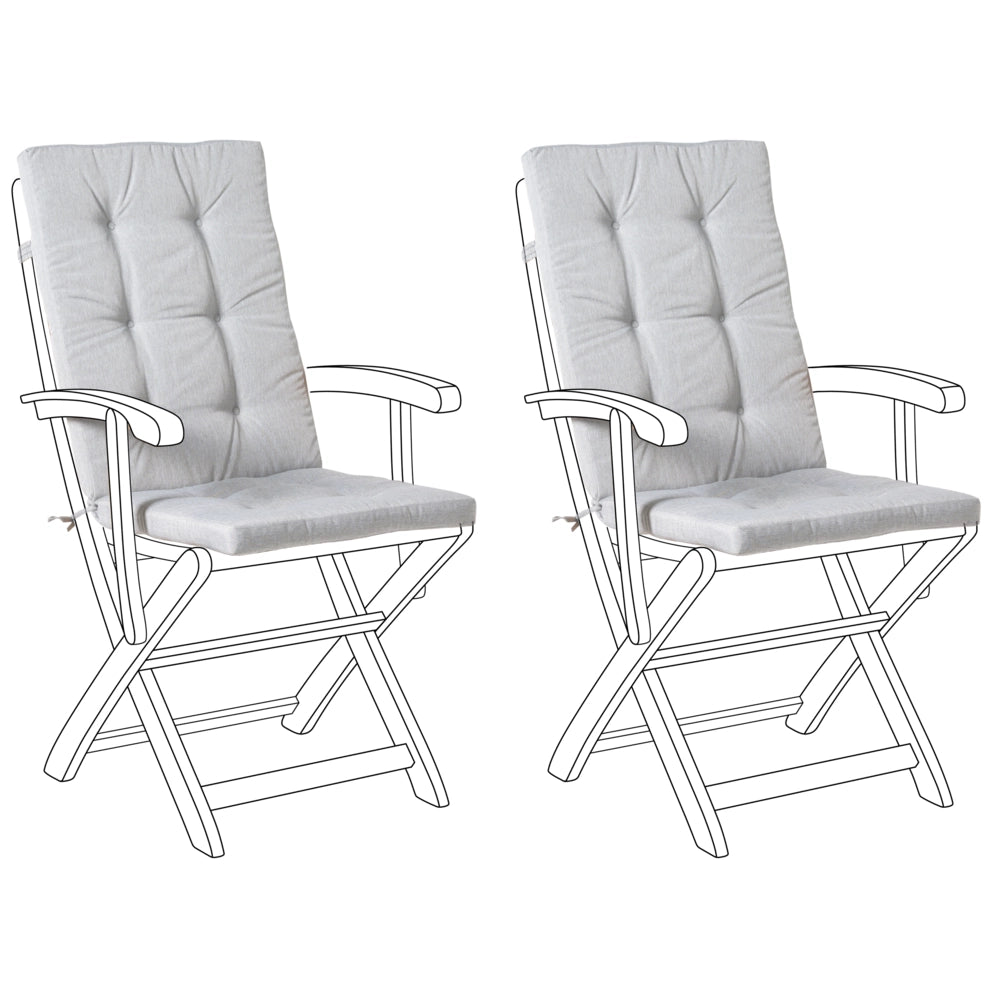 Set di 2 cuscini per sedute e schienale da esterno con lacci grigio melange stile elegante giardino