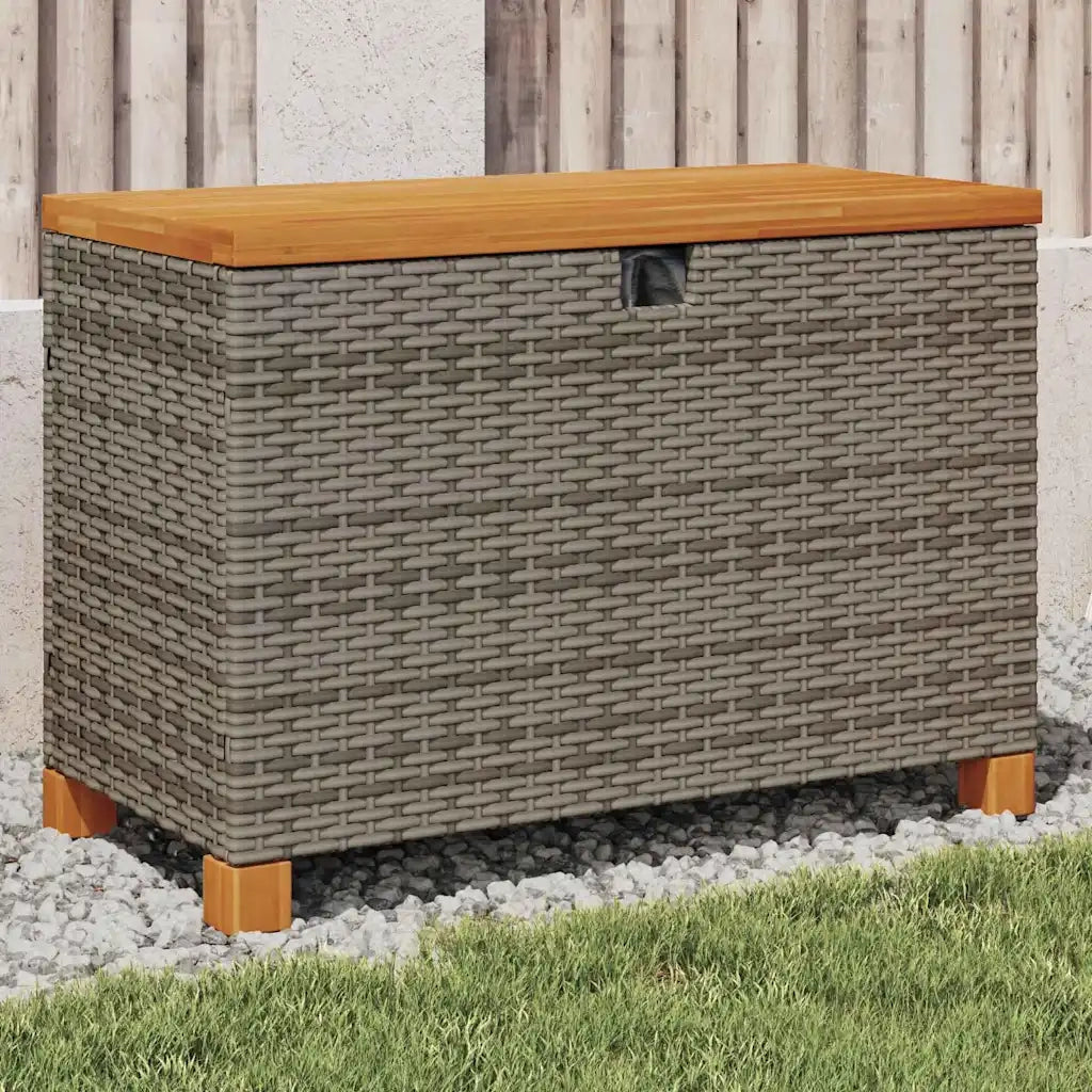 Contenitore Giardino Grigio 80x40x48 cm Polyrattan Legno Acaciacod mxl 88173