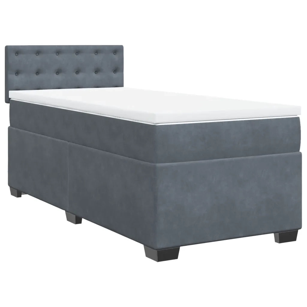 Giroletto a Molle con Materasso-Struttura Letto Grigio Scuro 90x200 cm Velluto 980113