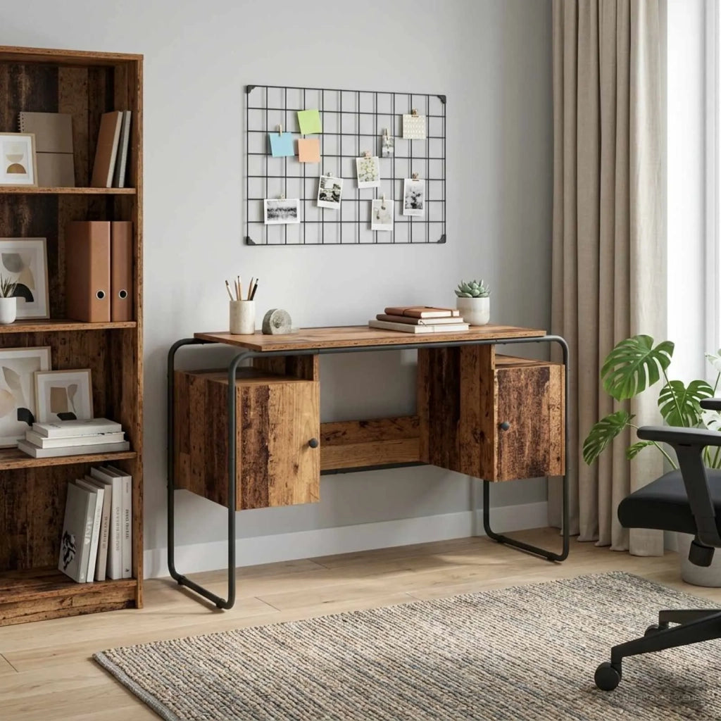 Scrivania con Spazio di Archiviazione Legno di quercia 8008042