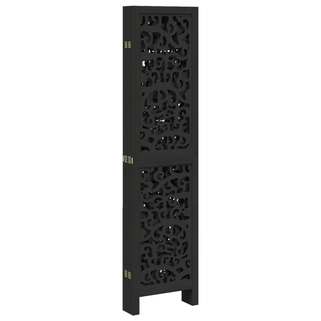 Divisorio Ambienti 6 Pannelli Nero Legno Massello di Paulownia 358761