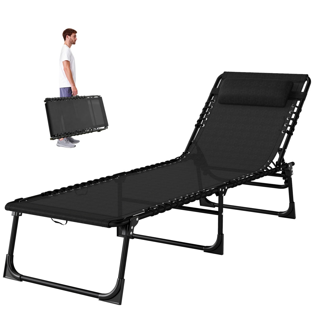 Lettino da giardino pieghevole ¨C zephmum ¨C nero 189x58x30cm