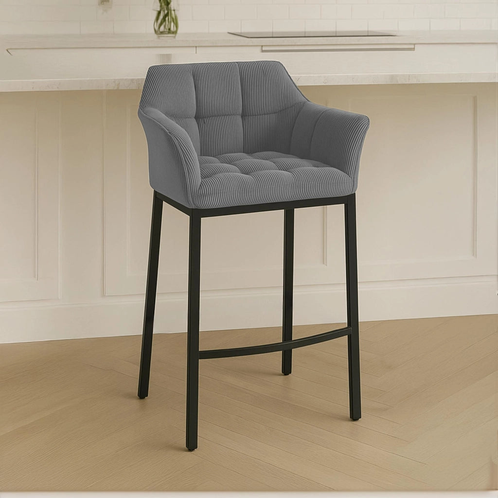 Sgabello bar Damaso B Cord con telaio a 4 piedi 4