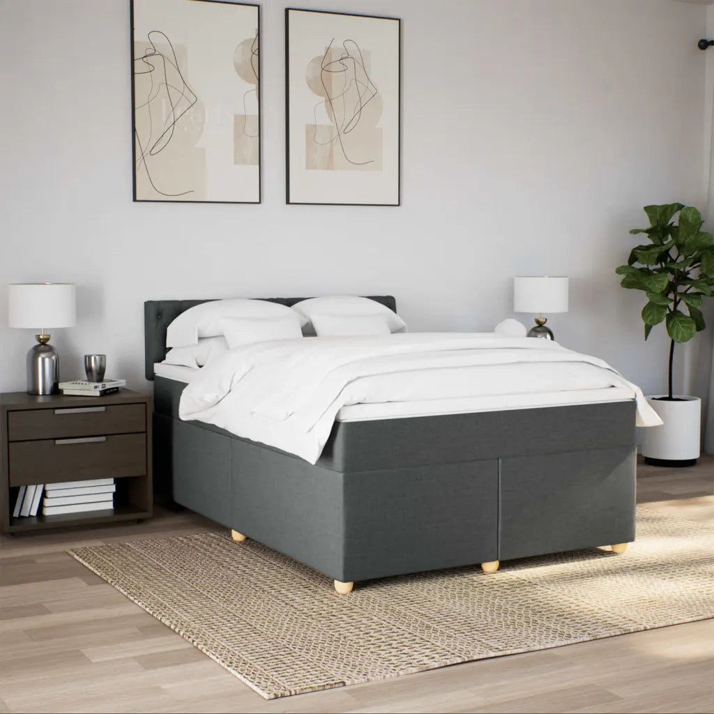 Giroletto a Molle con Materasso Grigio Scuro 140x190 cm Tessuto