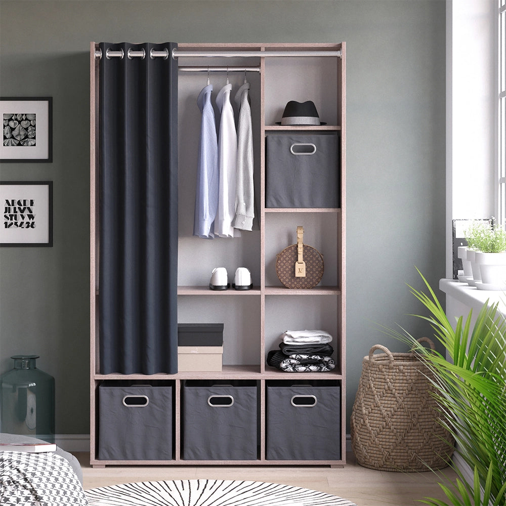 Vicco Armadio multifunzione Sonoma 38 x 178.1 cm Con cassetti pieghevoli (grigio)