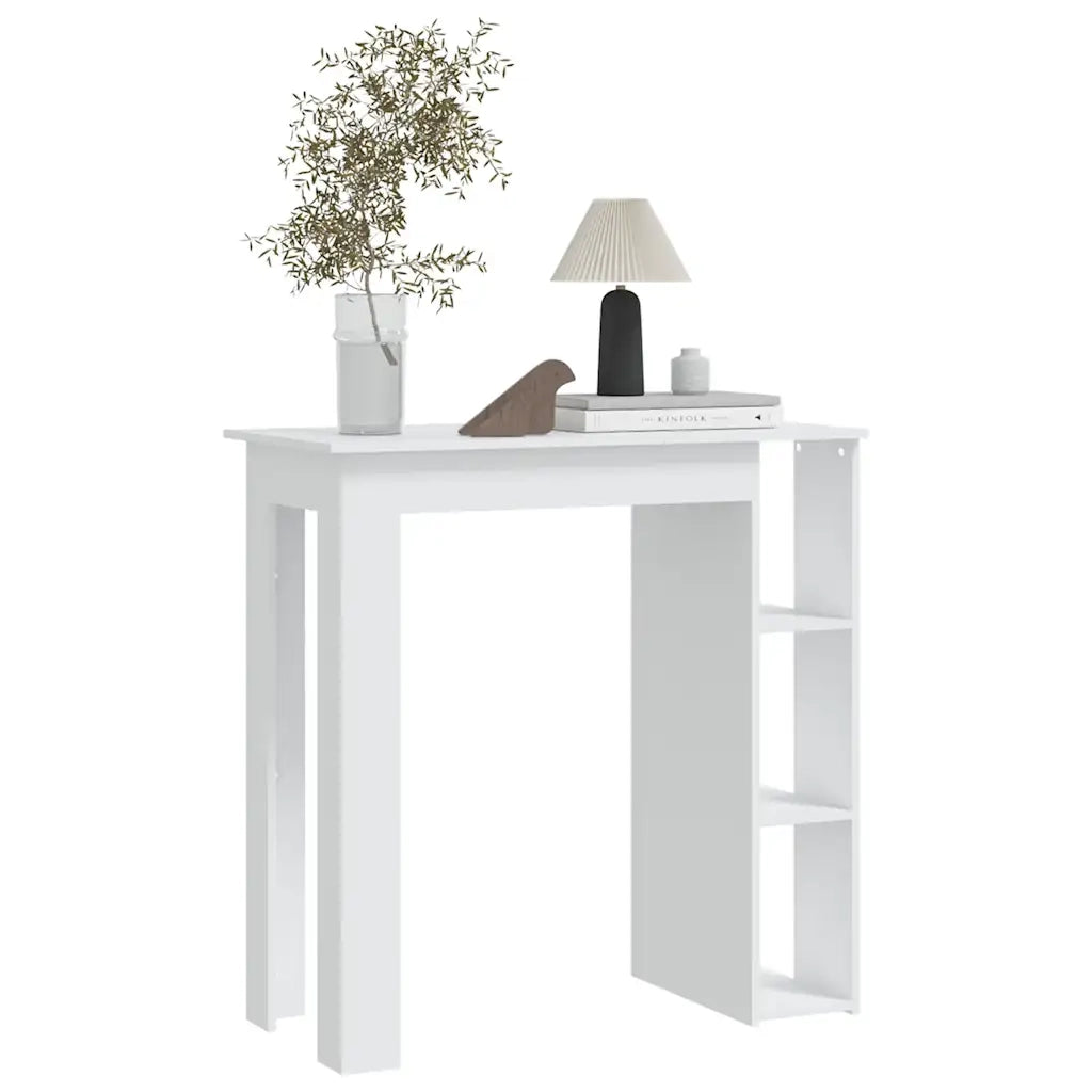 Tavolino da Bar con Ripiani-Tavolino da soggiorno-Tavolo Bianco 102x50x103,5cm in Truciolato