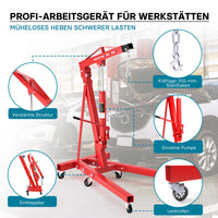 gruetta idraulica da officina per sollevamento motori, gru manuale pieghevole con braccio regolabile, carico max 1000kg