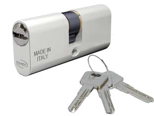 CILINDRO A INFILARE OVALE IN  ALLUMINIO CON CHIAVE PIATTA 2140  mm.60 centrato (30x30) (2140/04L)    OMEC