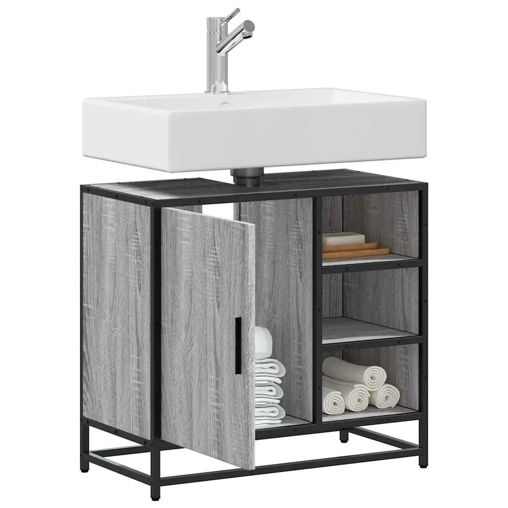 Mobile Lavabo Bagno Grigio Sonoma 65x33x60 cm Legno Multistrato