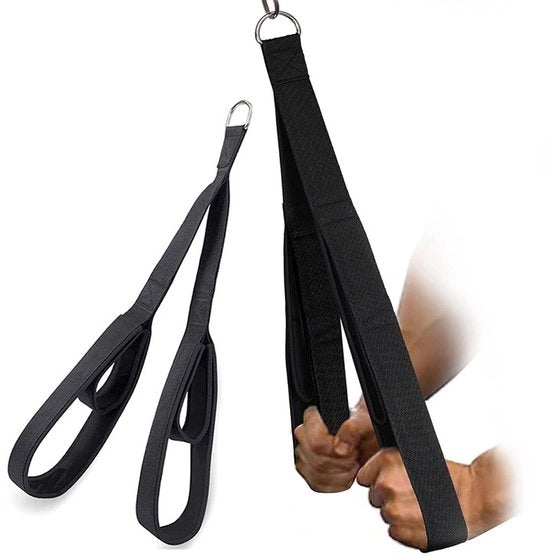 Tricep-treiningscintilla - 70 cm - Cintilla per tricipiti - Accessori per allenamento - Con gancio - Cintilla per tricipiti - Corda per allenamento per Krachtstation - Nero