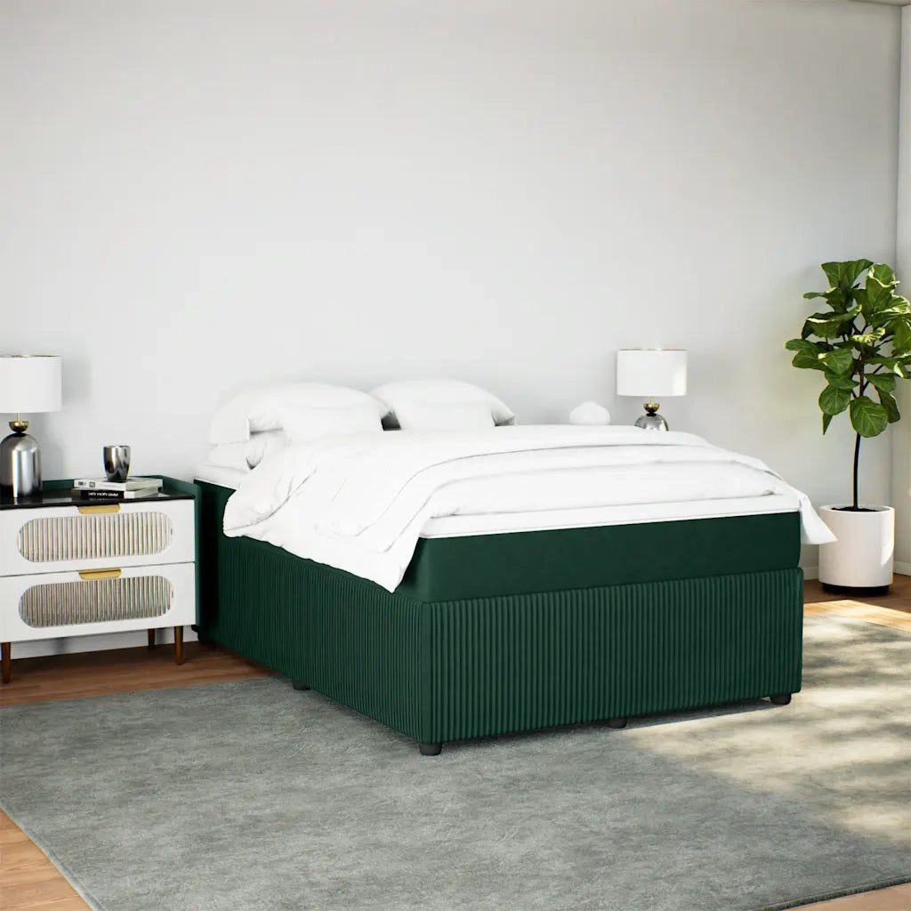 Giroletto a Molle con Materasso Verde Scuro 160x200 cm Velluto