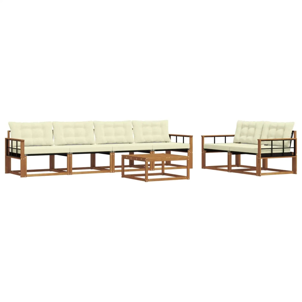 Set di divani da esterno con cuscino 7 pcs Naturale e Crema 3369221