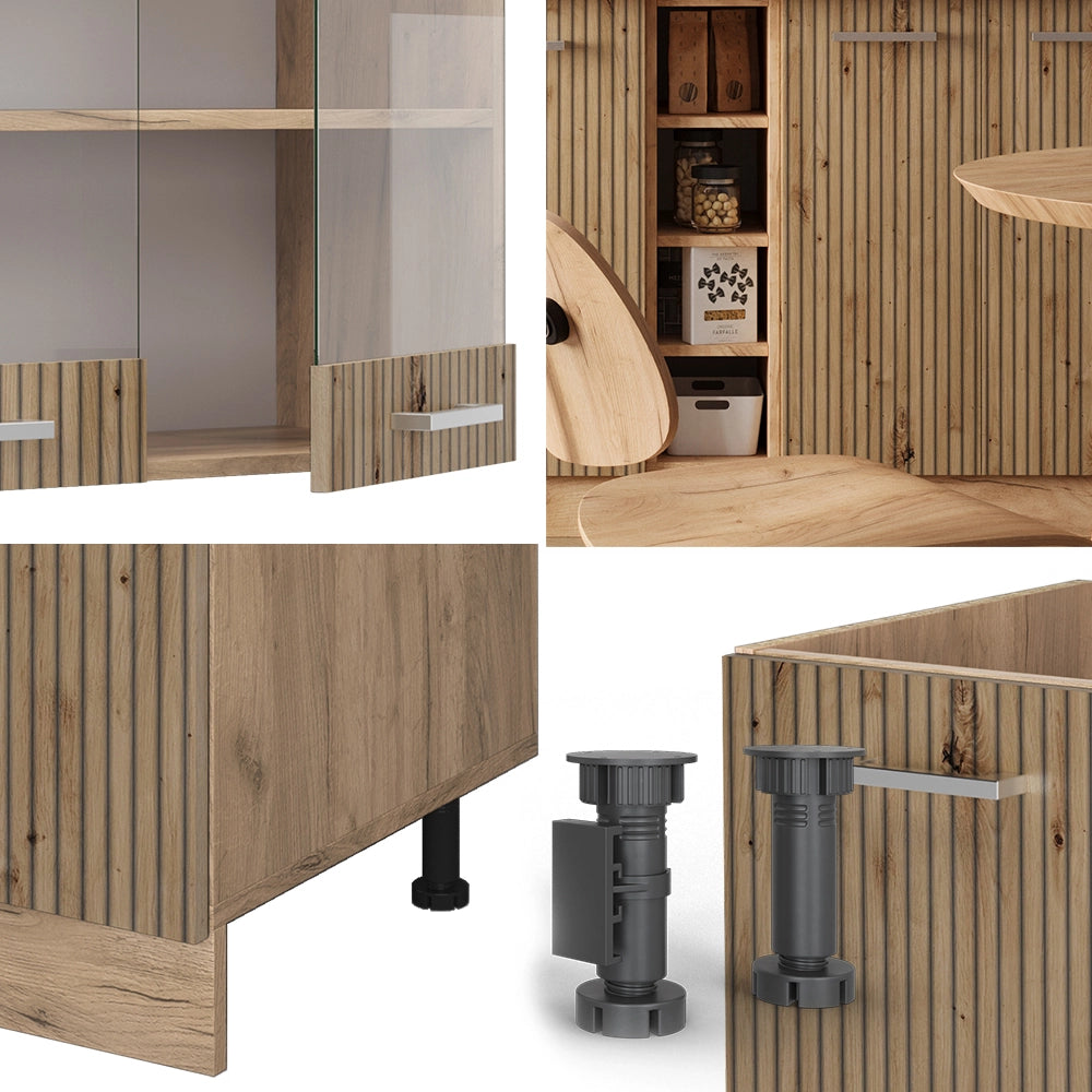 Vicco Cucina completa Rovere artigianale/rovere Goldkraft 160 cm Senza piano di lavoro