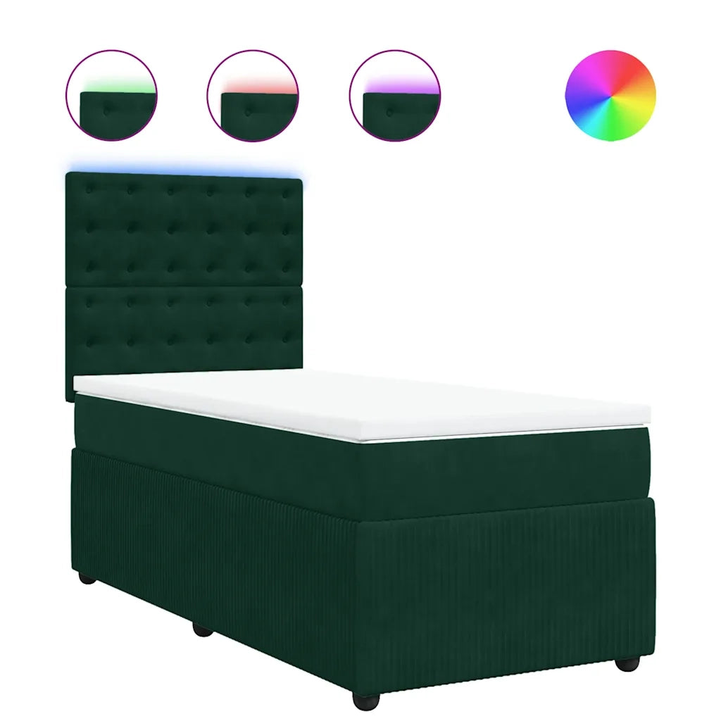 vidaXL Giroletto a Molle con Materasso Verde Scuro 90x200 cm Velluto