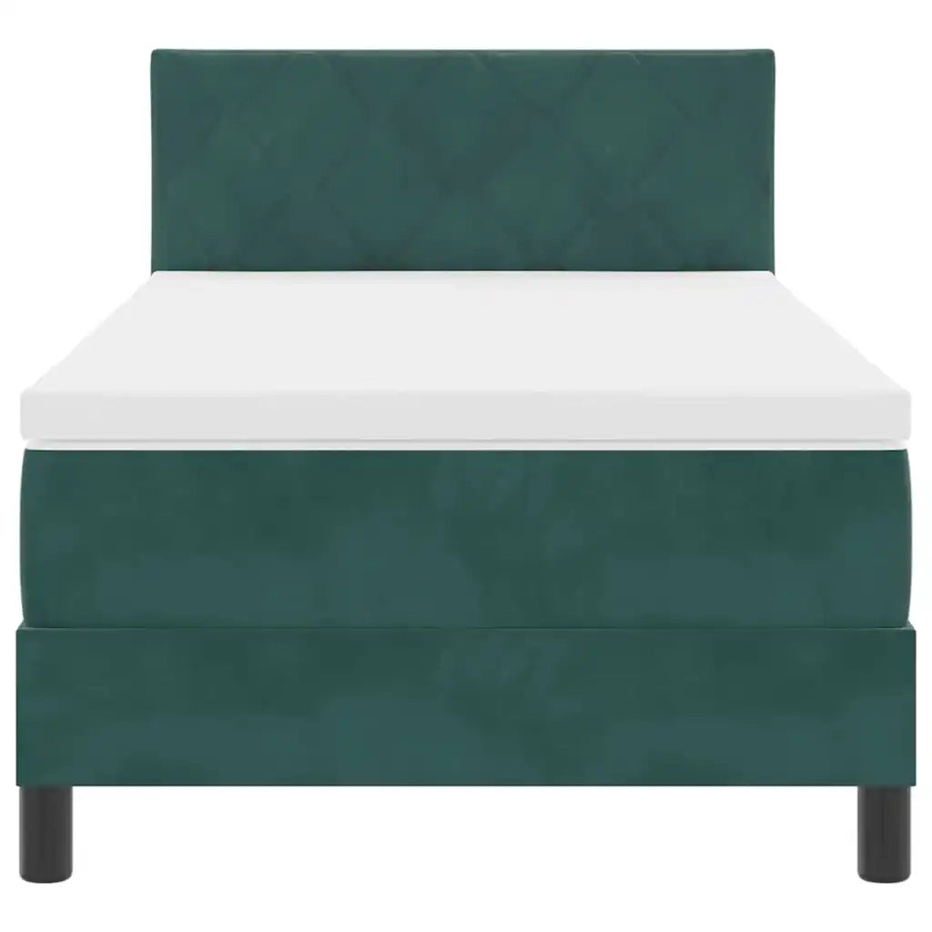 Letto a molle con materasso Verde Scuro 100 x 200 cm Velluto 3339221