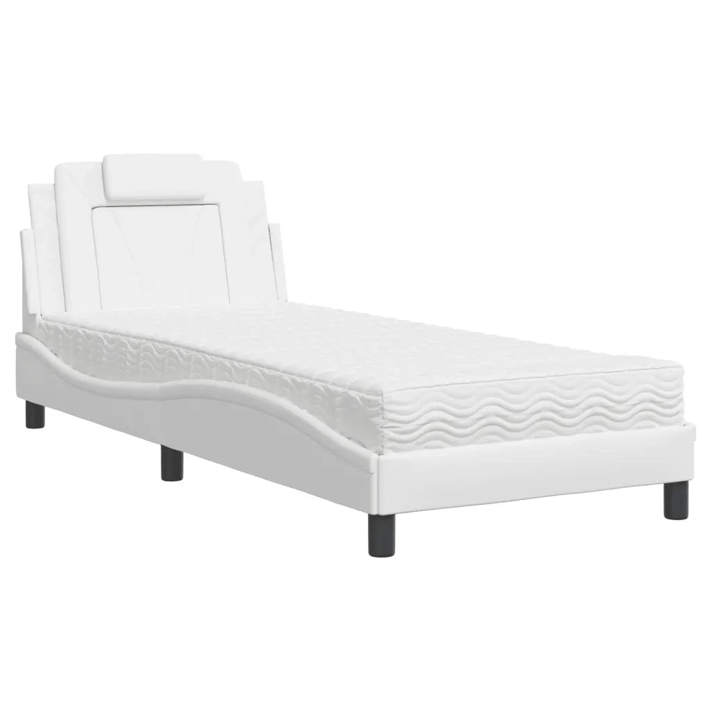 Letto con Materasso Bianco 90x200 cm in Similpelle