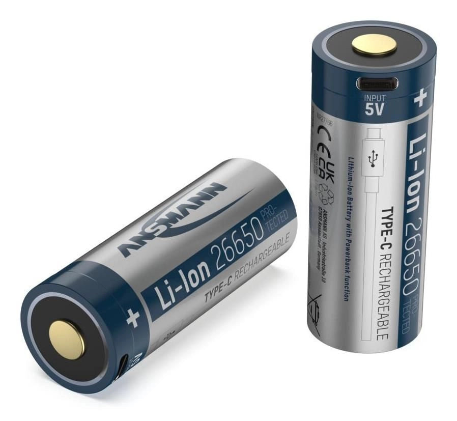 Ansmann 1307-0012 Batteria ricaricabile 26650 Li-Ion 3,6 V 5100 mAh con USB-C colore Nero