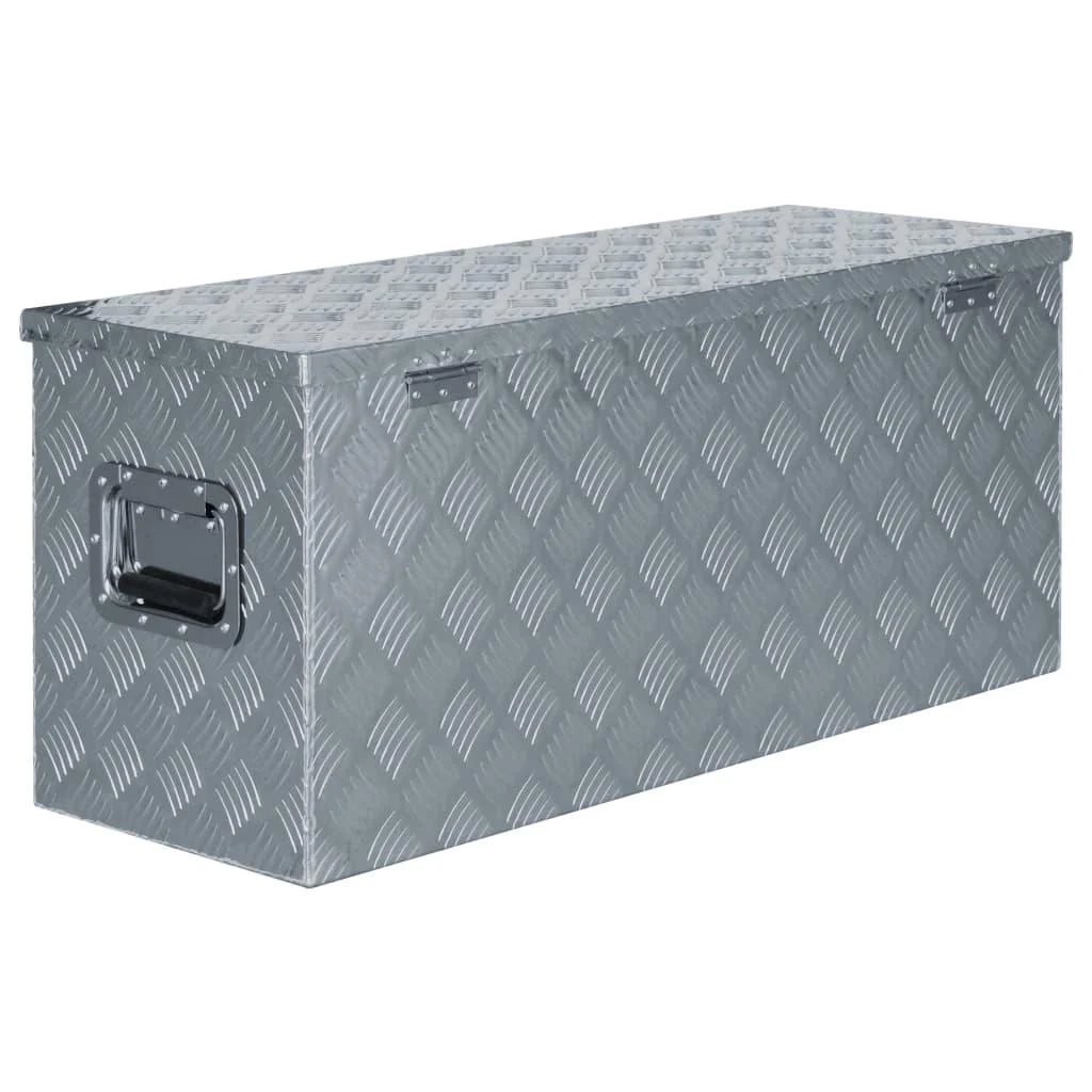 Cassetta portautensili in alluminio custodia portaoggetti cassetta portautensili 90,5 cm argento 02_0003211